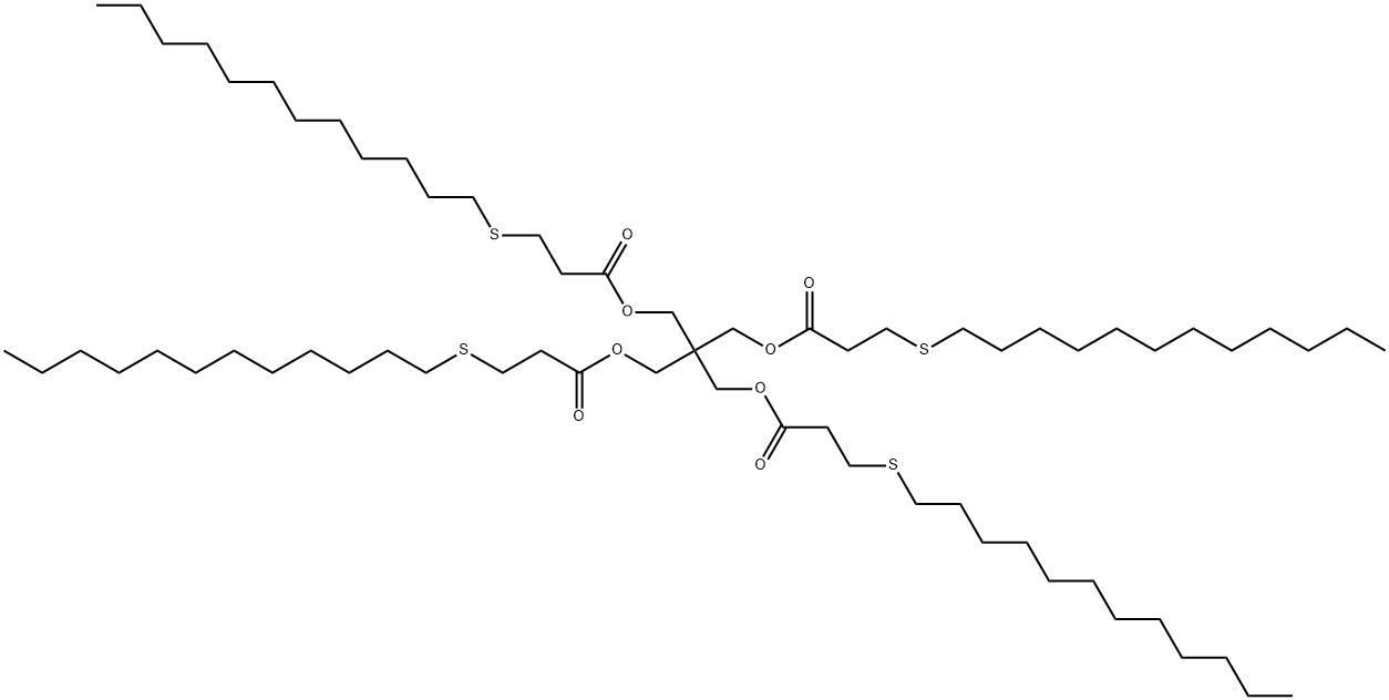 ビス[3-(ドデシルチオ)プロピオン酸]2,2-ビス[[3-(ドデシルチオ)-1-オキソプロピルオキシ]メチル]-1,3-プロパンジイル 化学構造式