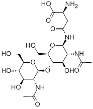 2-ACETAMIDO-4-O-(2-ACETAMIDO-2-DEOXY-BETA-D-GLUCOPYRANOSYL)-1-N-(BETA-L-ASPARTYL)-2-DEOXY-BETA-D-GLUCOPYRANOSYLAMINE Struktur