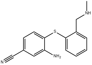 3-AMINO-4-(2-METHYLAMINOMETHYLPHENYLSULFANYL)BENZONITRILE, 296774-10-2, 结构式