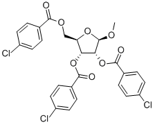 1-甲氧基-2,3,5-三(4-氯苯甲酰)氧基-beta-D-呋喃核糖,29755-00-8,结构式