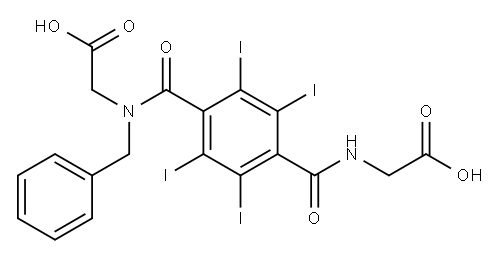 N-(4-(((Carboxymethyl)amino)carbonyl)-2,3,5,6-tetraiodobenzoyl)-N-(phe nylmethyl)glycine Structure