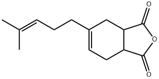 3a,4,7,7a-テトラヒドロ-5-(4-メチル-3-ペンテニル)-1,3-イソベンゾフランジオン 化学構造式