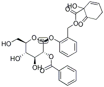 2-[[[(1-ヒドロキシ-6-オキソ-2-シクロヘキセン-1-イル)カルボニル]オキシ]メチル]フェニル2-O-ベンゾイル-β-D-グルコピラノシド 化学構造式