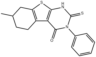 2-MERCAPTO-7-METHYL-3-PHENYL-5,6,7,8-TETRAHYDRO-3H-BENZO[4,5]THIENO[2,3-D]PYRIMIDIN-4-ONE 化学構造式