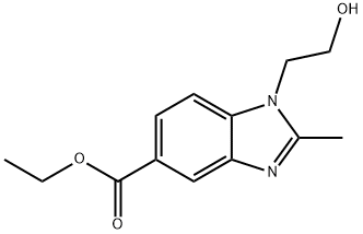 1-(2-ヒドロキシエチル)-2-メチル-1H-ベンズイミダゾール-5-カルボン酸エチル 化学構造式