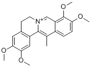 2,3,9,10-テトラメトキシ-13-メチル-5,6-ジヒドロジベンゾ[a,g]キノリジニウム 化学構造式