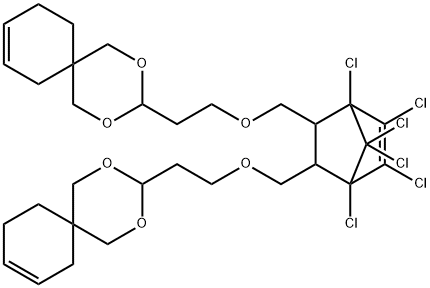 2,4-Dioxaspiro5.5undec-8-ene, 3,3-(1,4,5,6,7,7-hexachloro-5-norbornen-2,3-ylene)bis(methyleneoxyethylene)bis- Structure