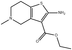 2-アミノ-5-メチル-4,5,6,7-テトラヒドロチエノ[3,2-C]ピリジン-3-カルボン酸エチル 化学構造式