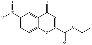 6-ニトロ-4-オキソ-4H-1-ベンゾピラン-2-カルボン酸エチル 化学構造式