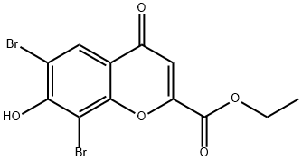 6,8-Dibromo-7-hydroxy-4-oxo-4H-1-benzopyran-2-carboxylic acid ethyl ester 结构式