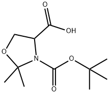 3-(tert-butoxycarbonyl)-2,2-dimethyloxazolidine-4-carboxylic acid Struktur