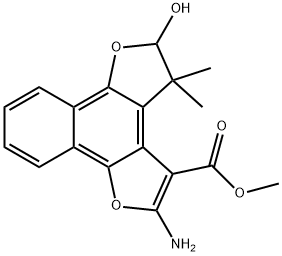 2-Amino-4,5-dihydro-5-hydroxy-4,4-dimethyl-naphtho[1,2-b:4,3<br>-b'']difuran-3-carboxylic acid methyl ester Struktur