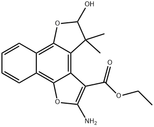 2-Amino-4,5-dihydro-5-hydroxy-4,4-dimethyl-naphtho[1,2-b:4,3<br>-b'']difuran-3-carboxylic acid ethyl ester Structure