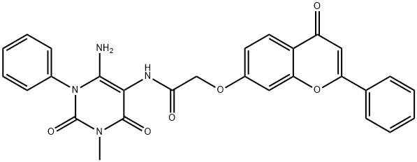 301206-12-2 Acetamide,  N-(6-amino-1,2,3,4-tetrahydro-3-methyl-2,4-dioxo-1-phenyl-5-pyrimidinyl)-2-[(4-oxo-2-phenyl-4H-1-benzopyran-7-yl)oxy]-