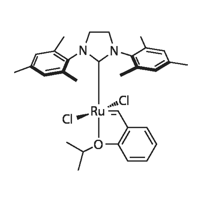 (1,3-BIS-(2,4,6-TRIMETHYLPHENYL)-2-IMIDAZOLIDINYLIDENE)DICHLORO(O-ISOPROPOXYPHENYLMETHYLENE)RUTHENIUM Struktur