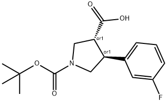 N-BOC-反式-4-(3-氟苯基)吡咯烷-3-羧酸, 301226-53-9, 结构式