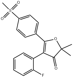 4-(2-fluorophenyl)-2,2-dimethyl-5-(4-(methylsulfonyl)phenyl)furan-3(2H)-one Struktur