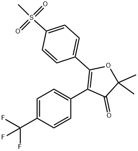 2,2-dimethyl-5-(4-(methylsulfonyl)phenyl)-4-(4-(trifluoromethyl)phenyl)furan-3(2H)-one Struktur