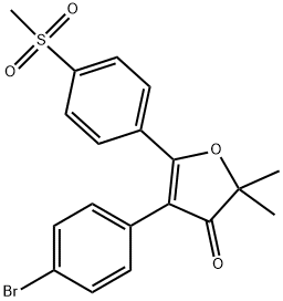 4-(4-bromophenyl)-2,2-dimethyl-5-(4-(methylsulfonyl)phenyl)furan-3(2H)-one Struktur