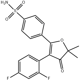 4-(3-(2,4-difluorophenyl)-5,5-dimethyl-4-oxo-4,5-dihydrofuran-2-yl)benzenesulfonamide Struktur