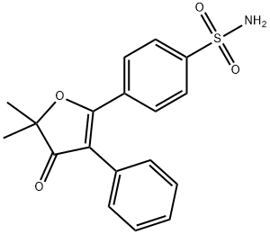 4-(5,5-dimethyl-4-oxo-3-phenyl-4,5-dihydrofuran-2-yl)benzenesulfonamide Struktur