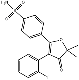 4-(3-(2-fluorophenyl)-5,5-dimethyl-4-oxo-4,5-dihydrofuran-2-yl)benzenesulfonamide Struktur