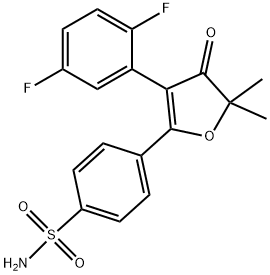 BENZENESULFONAMIDE, 4-[3-(2,5-DIFLUOROPHENYL)-4,5-DIHYDRO-5,5-DIMETHYL-4-OXO-2-FURANYL]- Structure
