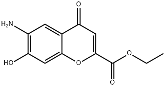 6-アミノ-7-ヒドロキシ-4-オキソ-4H-1-ベンゾピラン-2-カルボン酸エチル 化学構造式
