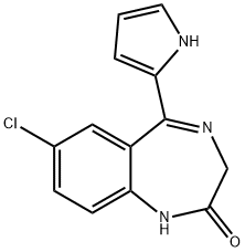 5-(1H-ピロール-2-イル)-7-クロロ-1,3-ジヒドロ-2H-1,4-ベンゾジアゼピン-2-オン 化学構造式