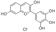 3,7-ジヒドロキシ-2-(3,4,5-トリヒドロキシフェニル)-1-ベンゾピリリウム·クロリド 化学構造式