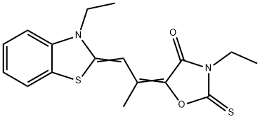 3-ethyl-5-[2-(3-ethyl-(3H)-benzothiazol-2-ylidene)-1-methylethylidene]-2-thioxooxazolidine-4-one Struktur