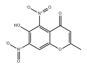 6-ヒドロキシ-2-メチル-5,7-ジニトロ-4H-1-ベンゾピラン-4-オン 化学構造式
