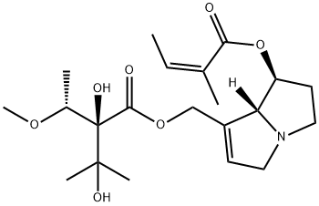 (Z)-2-メチル-2-ブテン酸(1S)-7-[[[(2R)-2,3-ジヒドロキシ-2-[(S)-1-メトキシエチル]-3-メチルブタノイル]オキシ]メチル]-2,3,5,7aβ-テトラヒドロ-1H-ピロリザイン-1-イル 化学構造式