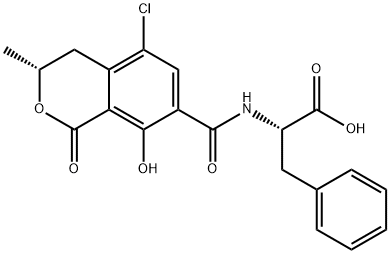 303-47-9 N-[[(3R)-1-オキソ-3-メチル-5-クロロ-8-ヒドロキシ-3,4-ジヒドロ-1H-2-ベンゾピラン-7-イル]カルボニル]-L-フェニルアラニン