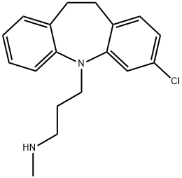 3-クロロ-5-[3-(メチルアミノ)プロピル]-10,11-ジヒドロ-5H-ジベンゾ[b,f]アゼピン 化学構造式