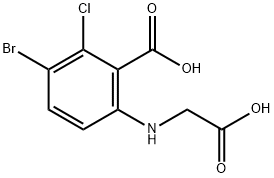 5-溴-2-羧甲氨基-6-氯苯甲酸, 3030-10-2, 结构式