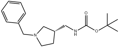 (S)-1-苄基-3-(N-BOC-氨甲基)吡咯烷 结构式
