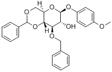 4-甲氧苯基-3-O-苄基-4,6-O-苯亚甲基-Β-D-吡喃葡萄糖苷 结构式