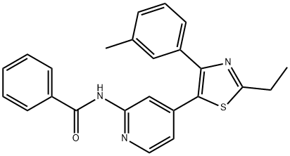 N-[4-[2-エチル-4-(3-メチルフェニル)チアゾール-5-イル]-2-ピリジル]ベンズアミド 化学構造式