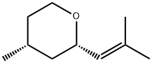 (2S,4R)-テトラヒドロ-4-メチル-2-(2-メチル-1-プロペニル)-2H-ピラン 化学構造式