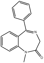 1-甲基-5-苯基-1,3-二氢-2H-苯并[E][1,4]二氮杂-2-酮, 3034-65-9, 结构式