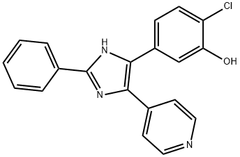 2-クロロ-5-[2-フェニル-4-(4-ピリジル)-1H-イミダゾール-5-イル]フェノール 化学構造式