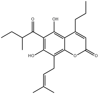 5,7-Dihydroxy-8-(3-methyl-2-butenyl)-6-(2-methyl-1-oxobutyl)-4-propyl-2H-1-benzopyran-2-one|