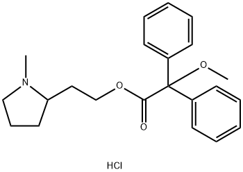 2,2-Diphenyl-2-methoxyacetic acid 2-(1-methyl-2-pyrrolidinyl)ethyl est er hydrochloride Struktur