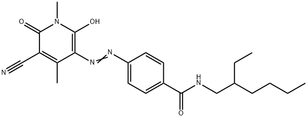 4-[(5-氰基-1,6-二氢-2-羟基-1,4-二甲基-6-氧代-3-吡啶基)偶氯]-N-(2-乙基己基)-苯甲酰胺, 30449-81-1, 结构式