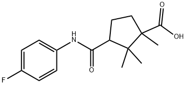 3-((4-氟苯基)氨基甲酰基)-1,2,2-三甲基环戊烷-1-羧酸 结构式