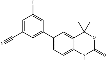 3-(4,4-DIMETHYL-2-OXO-2,4-DIHYDRO-1H-BENZO[D][1,3]OXAZIN-6-YL)-5-FLUOROBENZONITRILE Structure