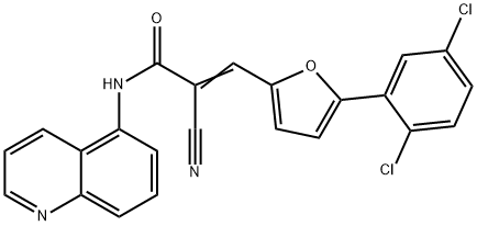 2-氰基-3-[5-(2,5-二氯苯基)-2-呋喃基]-N-5-喹啉基-2-丙烯酰胺,304896-28-4,结构式