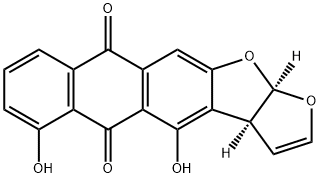 4,6-ジヒドロキシ-3aα,5,10,12aα-テトラヒドロアントラ[2,3-b]フロ[3,2-d]フラン-5,10-ジオン 化学構造式