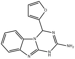 4-(2-フリル)-1,4-ジヒドロ[1,3,5]トリアジノ[1,2-A]ベンズイミダゾール-2-アミン 化学構造式